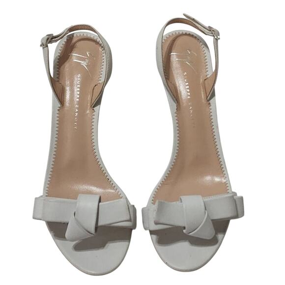GIUSEPPE Zanotti white bow‎ trimmed heeled sandals size 37 US size 7 6.5? - Picture 4 of 8